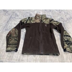 Browning Buckmark Brown Camp Fleece Jacket‎ Logo Size Small Youth Boys